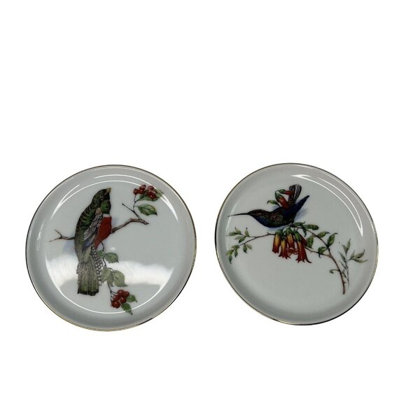 VTG Fürstenberg Porzellan Coasters Bowls Trinket Dish Bird Motif Set Of 2 - Picture 1 of 9